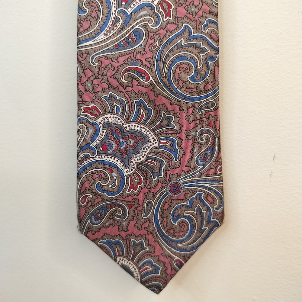 Carson Pirie Scott Vtg Silk‎ Tie Mens Paisley Traditional Pink Blue Brown